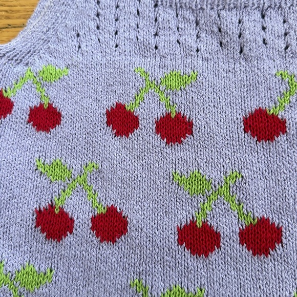 Zara Cherry Knit Crop Top Purple - Picture 3 of 7